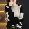 Suéter Pulôver Tricotado 100% Lã Gola Redonda Estilo Coreano Cor Sólida Blocos de Cor Intársia Slim-fit Slim-fit para o Trabalho Outono Novo