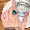 Anillo Geométrico Mojito Esmeralda Anillo de Zirconia de Alto Kilate Feliz de Mujer Rica Chapado en Oro de 18 Quilates