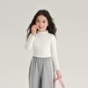 Pudding Haru Camiseta Básica Cálida y a la Moda para Niñas Otoño 2024 Nuevo Suéter Infantil de Encaje con Cuello Medio Tortuga