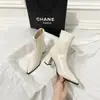 Botines Marrones de Tacón Alto para Mujer 2026 Otoño/Invierno Nuevo Estilo Plus Terciopelo Estilo Coreano Botines Pequeños Tacón Grueso Punta Fina Elásticos Adelgazantes