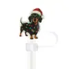 Tapas de Paja Navideñas Dibujos Animados Vaca de las Tierras Altas Tapones para Polvo 10 mm Cubiertas de Paja de Goma Suave Decorativas Impresas Regalos Festivos Venta al por Mayor