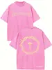 [Transfronterizo 230g] Camiseta Estampada de Algodón de Alta Calidad Lavada Retro con Patrón Fe sobre Miedo Camiseta para Hombre