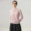 Nova Blusa de Malha de Caxemira para Outono e Inverno para Mulheres, Suéter Gola Polo de Manga Longa em Ponto Trançado, Fashionável, Versátil, Quente