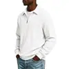 Suéter jacquard de punto trenzado para hombre de otoño transfronterizo con media cremallera, cuello camisero, mangas largas y top tipo polo texturizado