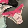 Calcinhas de Renda Vazada para Mulheres, Cintura Baixa Rosa Claro Sexy Estilo Puro Desejo Laço Sexy Tanga de Cetim Novo Estilo
