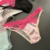 Bragas de Encaje Hueco para Mujer, Cintura Baja Rosa Rosa Sexy Estilo Puro Deseo Lazo Sexy Calzones de Satén Estilo Nuevo