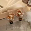 Brincos de Prata 925 Esterlina Esmaltados com Pérola e Flor de Zircônia para Mulheres, Novo Modelo Popular, Brincos Clássicos de Luxo de Alta Qualidade