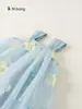 Bangxuan Huzhou Zhili Ropa Infantil Faldas para Niñas Verano Nuevo Dulce Floral Malla para Bebé Falda de Princesa Infantil