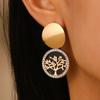 Collar Colgante Árbol de la Vida de Diamante Personalizado Aretes para Mujer de Temperamento Retro Transfronterizo con Sentido de Alta Gama Fritillaria Negra y Blanca