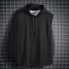 Chaleco con Capucha de Calle Estilo Hong Kong para Hombre, Camiseta sin Mangas con Capucha de Moda, Sudadera con Capucha para Hombre, Chaleco Deportivo Delgado de Verano