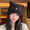 Otoño e Invierno Anti-Frío Cálido Tejido Circunferencia de Cabeza Grande Protección para las Orejas Tejido con Cordón para la Cabeza Gorro Holgado para Mujer Borde Enrollado Estilo Versátil