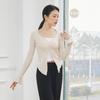 Roupas de treino de dança clássica moderna, rima corporal, cintura feminina, manga longa, treinamento básico, semi cardigan, top
