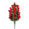 Buquê de Rosas Artificiais Decoração de Mesa Buquê Decorativo de Rosa de Veludo Flores Artificiais Fábrica Atacado Rosas em Estoque