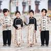 Vestido de Performance para o Dia das Crianças Estilo Chinês Top de Caligrafia para Meninos Roupa Nacional de Moda para Meninas Saia de Face de Cavalo