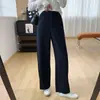 Cuerpo en forma de pera, ¡ajuste perfecto! Pantalones casuales adelgazantes de pierna curva para mujer, pantalones holgados, de pierna recta, de pierna ancha para otoño, H091102