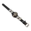 Pulseira de Couro Larga Punk Hip-Hop Europeu e Americano com Caveira e Chamas Masculina Personalizada Retro Liga de Zinco Rebite Costura Pulseira