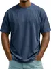 Camiseta de Trabajo de Manga Corta Estilo Europeo y Americano para Hombre 2026 Verano Casual Japonés Top Juventud Simple Moderno Holgado Cuello Redondo
