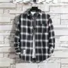 2023 forrado de lã engrossado camisa quente camisa xadrez masculina casual escovado estilo coreano camisa slim fit com veludo para jovens