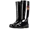 Calçados aquáticos masculinos, botas de chuva para canteiros de obras, botas de proteção para trabalho impermeáveis e antiderrapantes de cano longo com solas de couro bovino, botas de chuva de cano alto resistentes ao desgaste e quentes