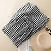 Pantalones Casuales de Cuadros Vintage de Pierna Ancha para Mujer, Pantalón Falda Holgado, Pantalones Cortos Delgados de Cintura Alta para Verano 2026, Pantalones de Algodón y Lino
