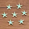 10 Colgantes de Acero Inoxidable Multicolor Dorado de Doble Cara con Goteo de Aceite para Peces, Cangrejos, Delfines, Corales, Caballitos de Mar DIY para Viajes de Commuting a la Moda