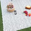 Estilo europeo y americano para exteriores, blanco, encaje hueco, tapete de picnic, encaje, cubierta decorativa para césped, tela a prueba de polvo, tela de picnic de primavera