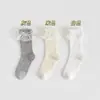 Calcetines para Niñas Verano Estilo Delgado Niños Lazo Encaje Volante Encaje Malla Calcetines de Media Pantorrilla Calcetines de Media Pantorrilla para Niños