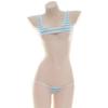 Conjunto Sexy e Fresco de Camisola Listrada com Calcinha de Amarrar, Conjunto de Lingerie Estilo Japonês que Valoriza a Figura para Mulheres