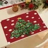Novo Jogo Americano de Natal Transfronteiriço Árvore de Natal Boneco de Neve Rena Padrão Jogo de Mesa Direto da Fábrica Linho Jogo Americano Mais Vendido