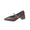 Sapatos Mary Jane Pontudos de Uma Tira Fashion com Saias Salto Bloco Sapatos Individuais Femininos Outono 2026 Versátil para o Trabalho Sapatos Femininos