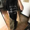 Camiseta de Verano para Mujer Estilo Retro Americano con Estampado de Letras, Peso Pesado, Manga Corta, Talla Grande, Holgada, Casual, para Parejas, Algodón Puro, Moderna