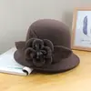 Sombrero pequeño vintage de copa redonda, sombrero de moda estilo británico para mujer, sombrero de fieltro de lana, sombrero versátil estilo coreano para mujer, sombrero de otoño e invierno