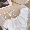 Chaleco de Verano para Niña con Hombro Descubierto 2025 Nuevo Verano Moda para Bebé Niña Tirantes Ropa para Niños Top sin Mangas con Volantes