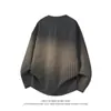 2025 Otoño Transfronterizo Nuevo Americano Cuello Henry Sudadera Informal Pulóver Talla Grande Moda Rayas Camiseta Básica Holgada