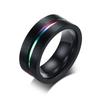 Anillos para Hombre Joyería de Moda al por Mayor Anillo de Acero Inoxidable para Hombre con Ranuras y Uniones de Acero Inoxidable Azul R-3