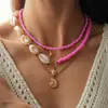 Conjunto de Tres Piezas de Cuentas de Arroz Europeas y Americanas, Cuentas, Caracola, Tortuga, Estrella de Mar Collar, Estilo Resort Costero Nicho Collar de Gama Alta para Mujeres