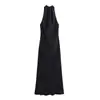 Comercio Exterior Verano 2024 Nuevo Moda Femenina Europea y Americana Elegante Vestido de Seda Satén Espalda Descubierta Cuello Halter para Mujer 3274548