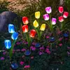 Lámpara de decoración de césped para patio de villa con flores de simulación solar transfronteriza, diente de león, hortensia, girasol, rosa, lámpara de pie