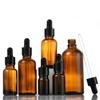 Atacado frasco de óleo essencial de vidro marrom amostra cosmética solução estoque aromaterapia sub-embalagem líquido conta-gotas frasco 5ml-100ml