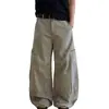 Pantalones de trabajo casuales con diseño de cremallera retro americano para hombres y mujeres, nuevo estilo de otoño, holgados, casuales, versátiles, de pierna ancha, modernos