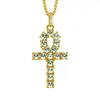AliExpress europeo y americano wish Venta Caliente Cruz Egipcia Hip Hop Diamante Colgante Collar Largo para Hombre