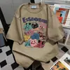 Camiseta de Verano Divertida con Estampado de Graffiti de Dibujos Animados para Hombres y Mujeres, Top Holgado de Marca de Moda Estilo Streetwear Americano para Parejas