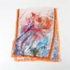 Bufanda de Seda Estampado de Pavo Real Colorido Flor Cortada Primavera y Verano Bufanda Larga Grande Chal de Viaje de Alta Gama Protección Solar Bufanda para Mujer Pañuelo para la Cabeza