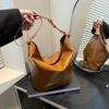 Comércio exterior bolsas populares populares deste ano femininas 2025 nova retro versátil bolsa de ombro couro encerado bolsa de balde casual