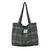 Otoño e Invierno Nuevo Bolso de Hombro a Cuadros de Lana Gran Capacidad Bolso de Mano Bolso Tote Retro Versátil para Viajes Moda Bolso de Mujer