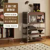 Estantería para sala de estar, mueble minimalista estilo Bauhaus con puertas abatibles, estante de almacenamiento, mueble multifuncional de pie para dormitorio o estudio