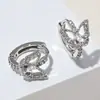 Brincos de Borboleta com Zircônia Cobre Puro Banhado a Ouro 18K Novo Lançamento Venda Quente Estilo Ins Europeu e Americano Brincos da Moda Atacado