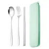 Aço Inoxidável 304 Utensílios de Mesa Portáteis Colher Garfo Hashi Coreano Conjunto de Três Peças Utensílios de Mesa Estilo Viagem ao Ar Livre Camping