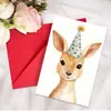 Set de Envelopes para Tarjetas de Felicitación Creativas Transfronterizas, Tarjetas de Cumpleaños con Mensajes de Animales Lindos, Tarjetas Hechas a Mano, Tarjetas de Felicitación