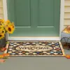 Tapete de Piso de Azulejo Floral Retrô Estilo Americano Transfronteiriço para Entrada, Resistente a Manchas e Fácil de Manter, Tapete de Entrada de Veludo Cristal Doméstico